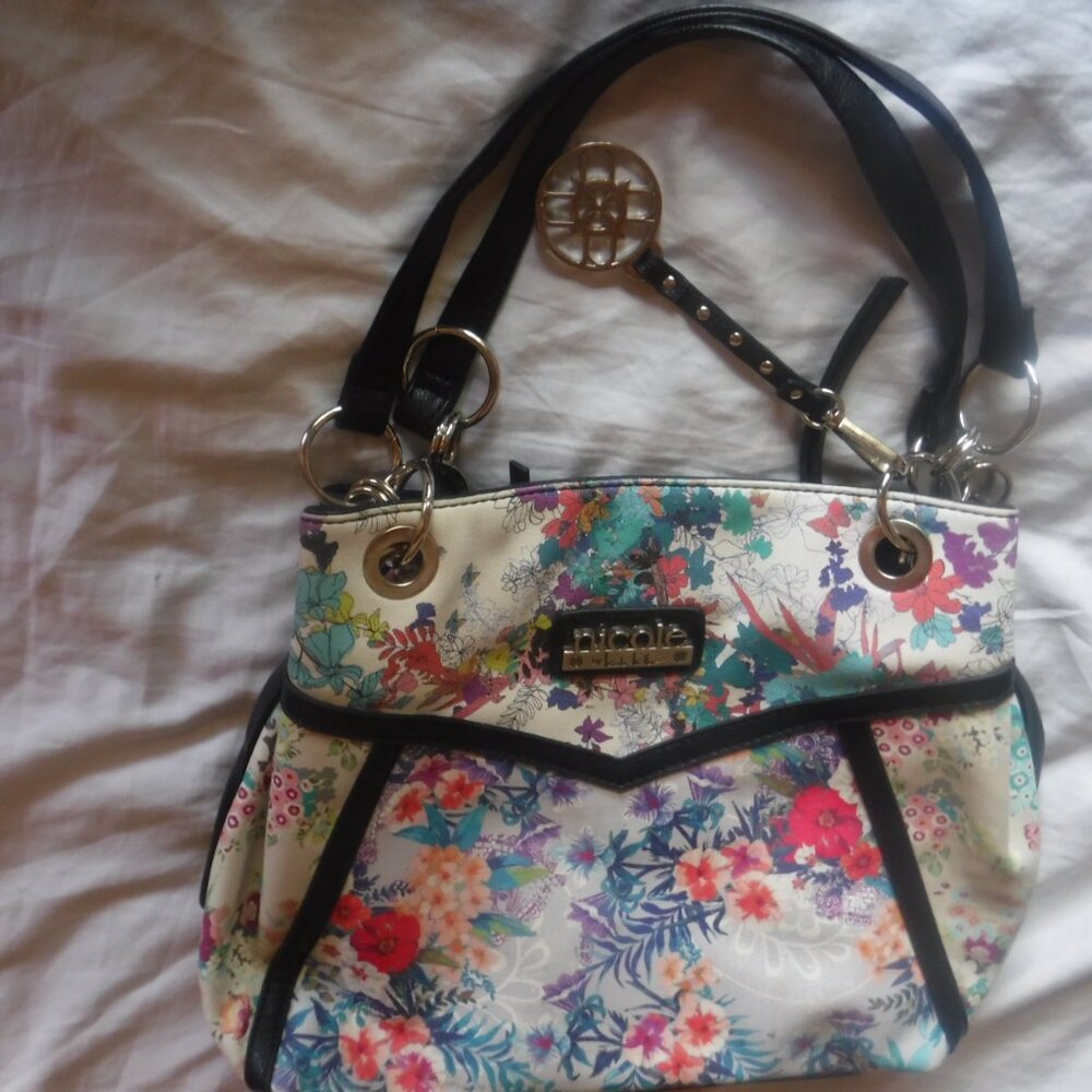 Nicole Miller womens Flower Purse Tote Shoulder Purse - Picture 2 of 8